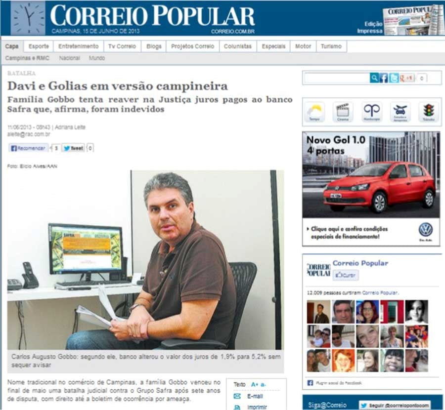 Davi e Golias em versão campineira- JORNAL CORREIO POPULAR